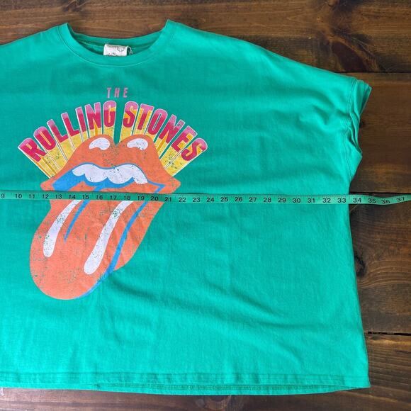 Fantastic Fawn Rolling Stones Green Oversized Shirt Tongue Graphic Womens Medium - Picture 9 of 12